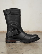 Pure Oiled Leather Waterproof Soft Toe Men's Zip-Up Boots - detail-view-showing-texture