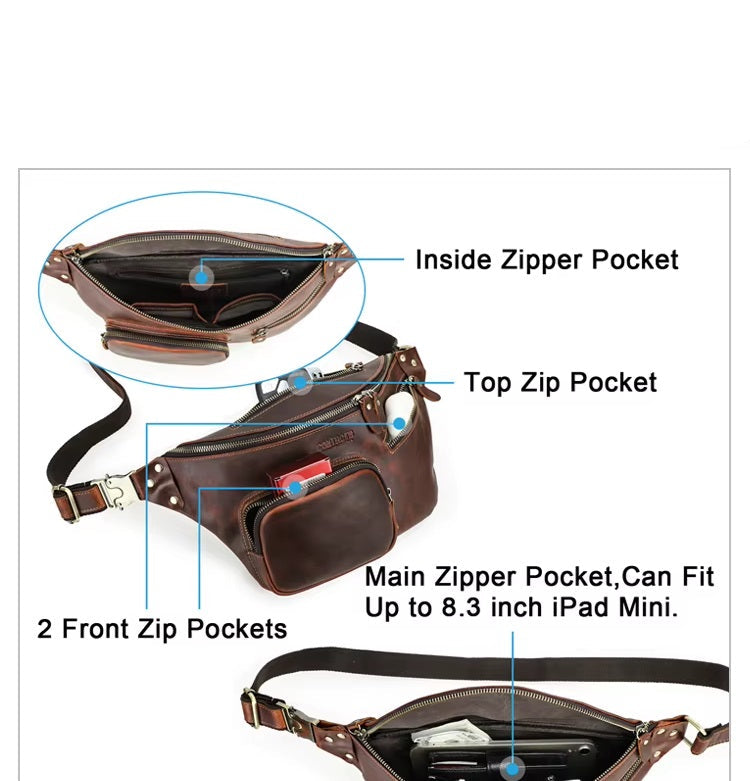 Men's Brown Leather Sling Bag — Elston