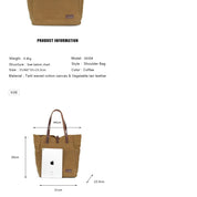 Women's Canvas Tote Bag, Elegant Shoulder Bag with Leather Straps