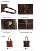 Women's Vintage Genuine Leather Handbag - Classic Structured Tote