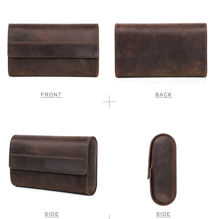 Real Leather 8 Slots Portable Watch Roll Travel Case