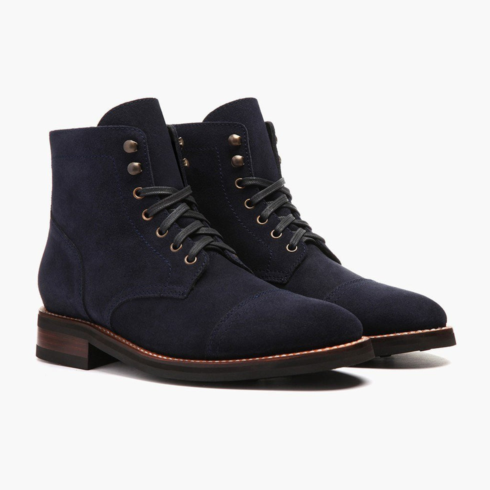Blue Navy Plaid Tartan Men's Boots