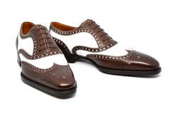 Artisan-Made Brown and White Dress Shoes, Handmade Leather Spectator S