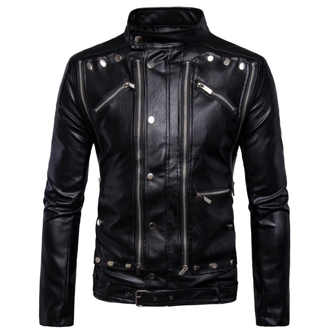 Handmade Mens Black Leather Jacket, Men Black Biker Leather Jacket
