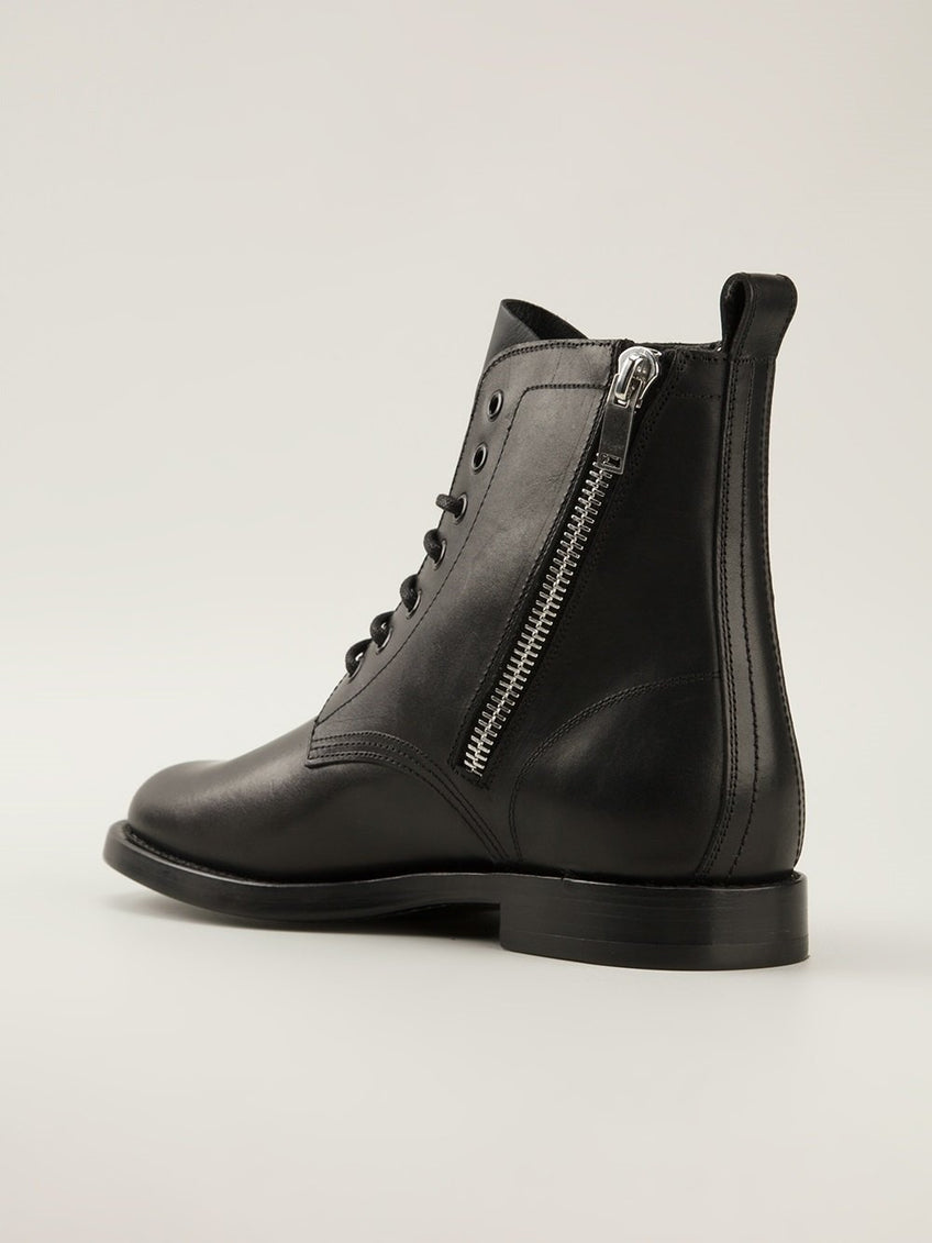 El General Men’s Black Woven Ankle Boots with Zipper 45183