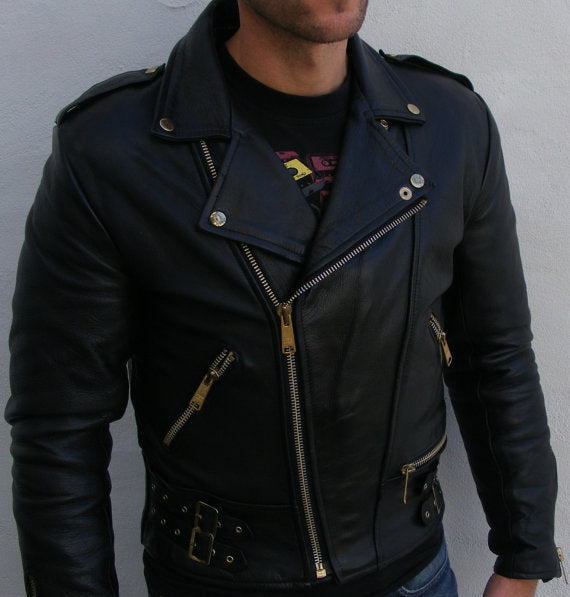 Men Black Color Biker Leather Jacket, Motorbike Leather Jacket