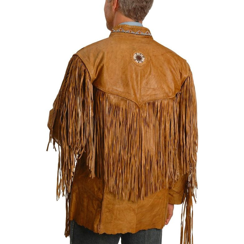 Men Cowboy Style Leather Jacket, Western Style Fringe Leather Jackets