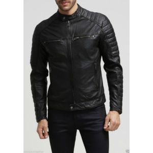 Men Fashion Black Leather Jacket Motorcycle Leather Jacket Biker Jacket