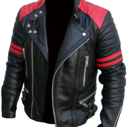 Men Two Tone Leather Jacket, Black And Red Color Brando Fashion Jacket