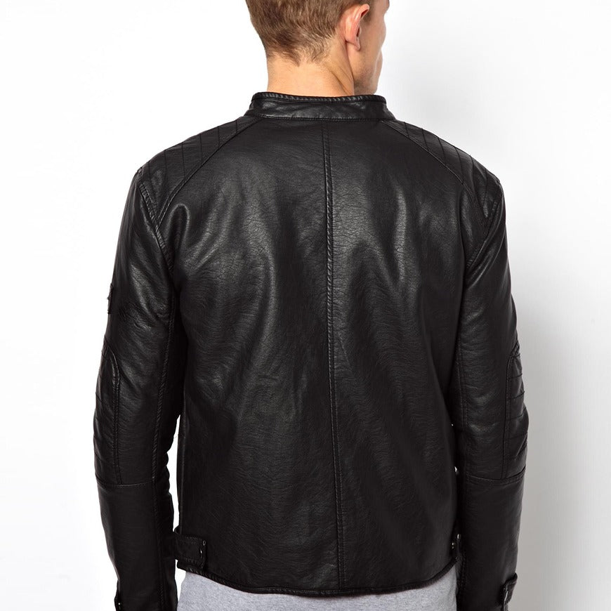 Men's Biker Leather Jacket, Black Leather Jacket Mens