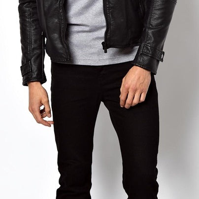 Men's Biker Leather Jacket, Black Leather Jacket Mens