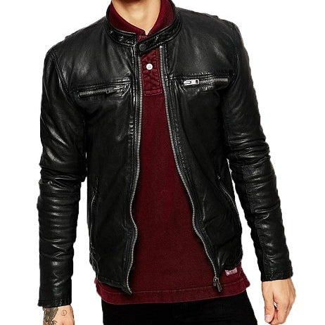 Mens Biker Leather Jacket, Men Fashion Black Leather Jacket,Leather Jacket