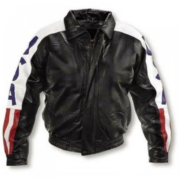 Michael Hoban WHEREMI レザージャケット M 黒 ミリタリー Men's Handmade Leather Usa Flag Jacket with Ykk Zips – Rebels Market