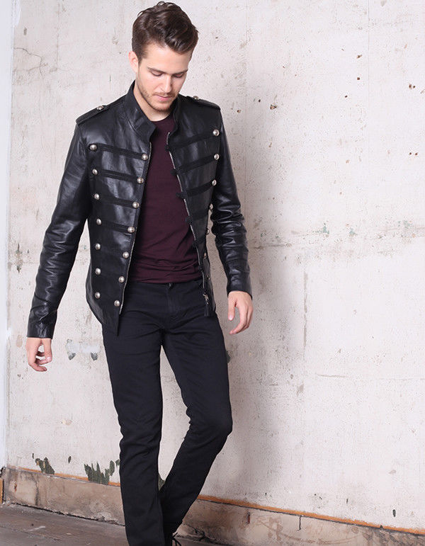 Handmade Unisex Streetwear Leather Jacket in Genuine Lamb Skin