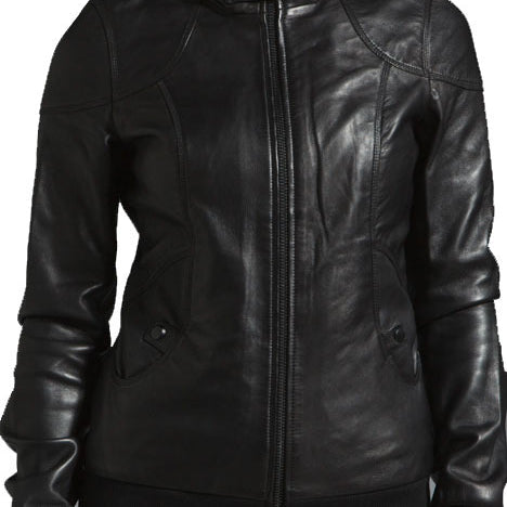 New Handmade Women Hooded Leather Jacket, Leather Jackets, Fashion