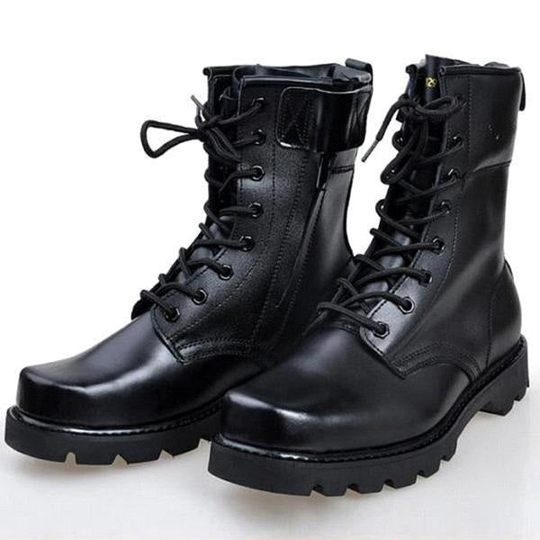 NEW! Boots for Men Leather Casual Dress Shoes Combat Boots Men-Black Men Black Combat Boots, Military Style Leather Boots For  main image 2