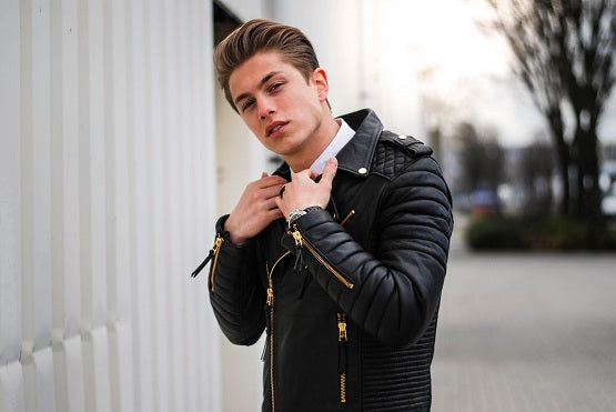 New Men Fashion Trend Black Motorcycle Leather Jacket, Biker Fashion