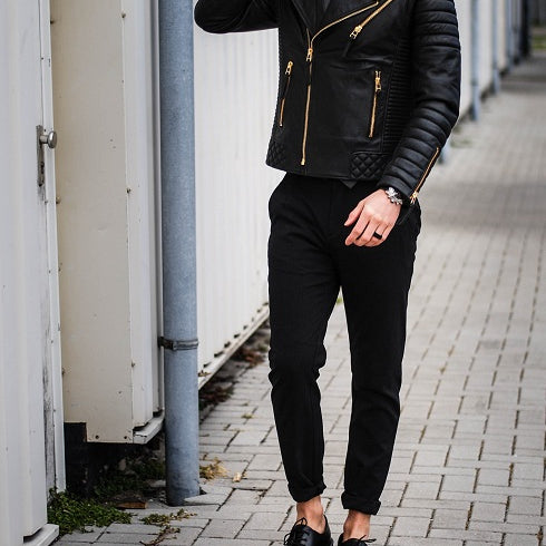 New Men Fashion Trend Black Motorcycle Leather Jacket, Biker Fashion