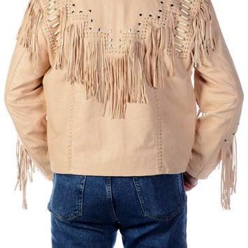 Cowboy Leather Jacket,Western Men 1980' Cowboy Cream Color Fringe Jackets