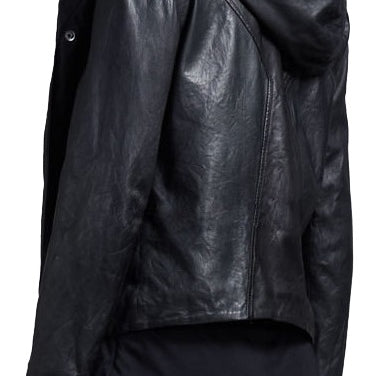 Women Black Hooded Leather Jacket, Leather Jackets, Hoodies