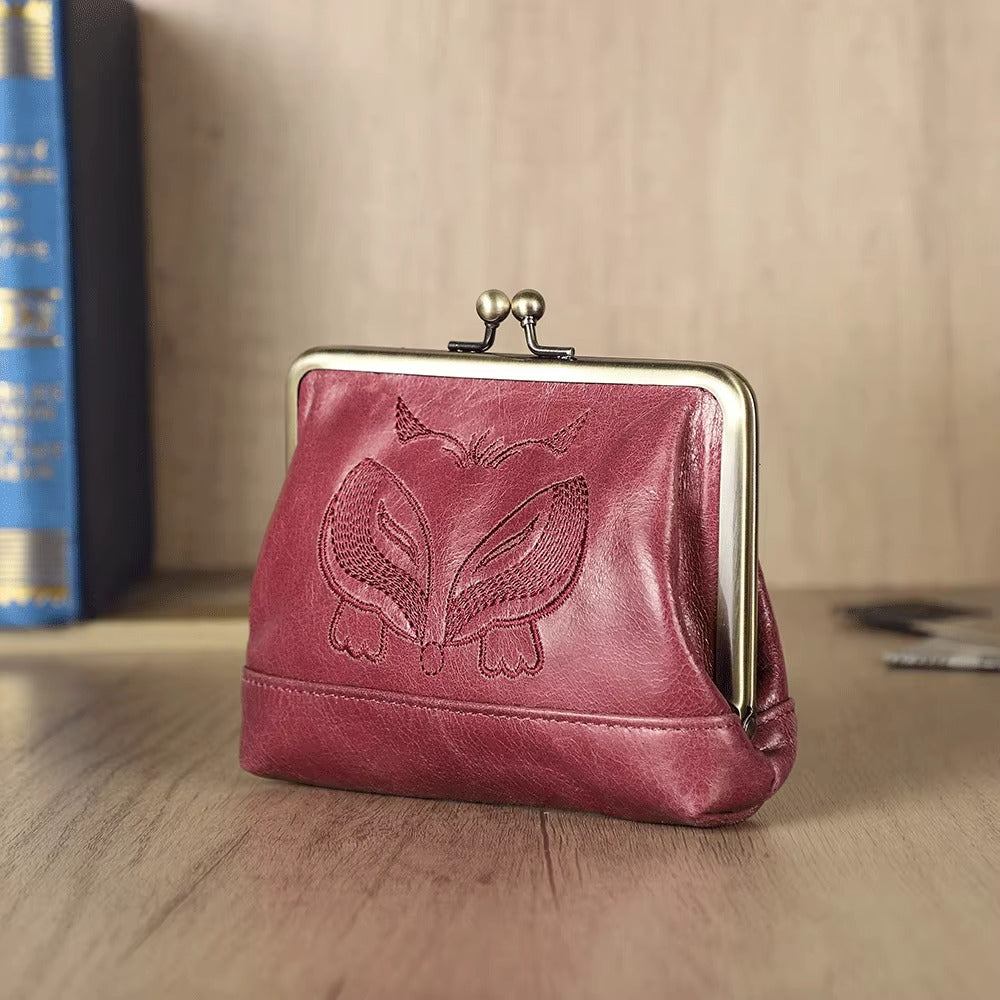 Women's Leather Kiss Lock Coin Purse