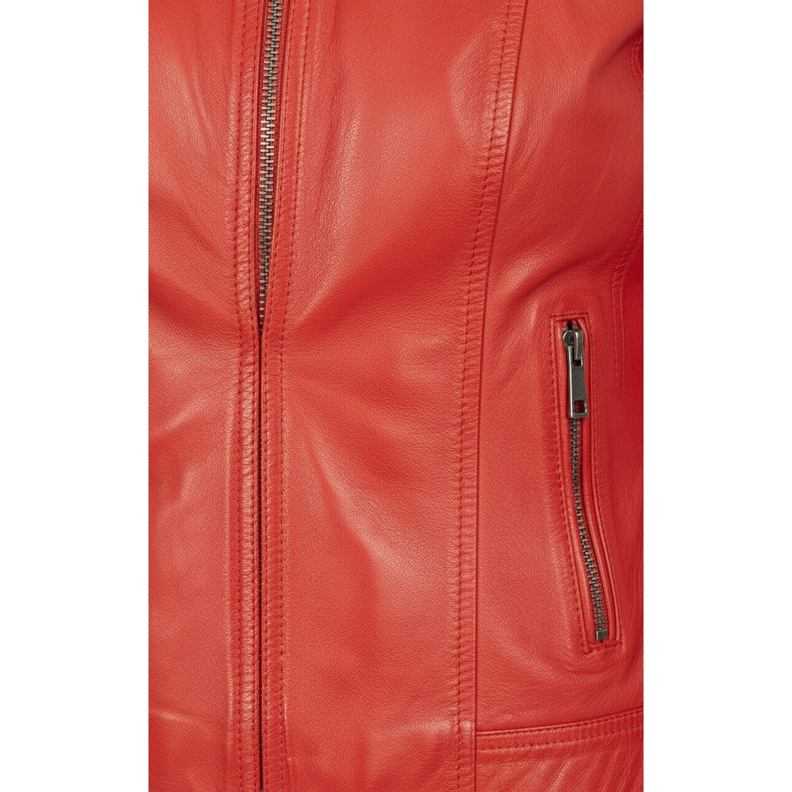 close-up-leather - Women's Cafe Racer Leather Jacket, Women's Biker Jacket, Leather Moto Jacket, Women's Racer Style Jacket