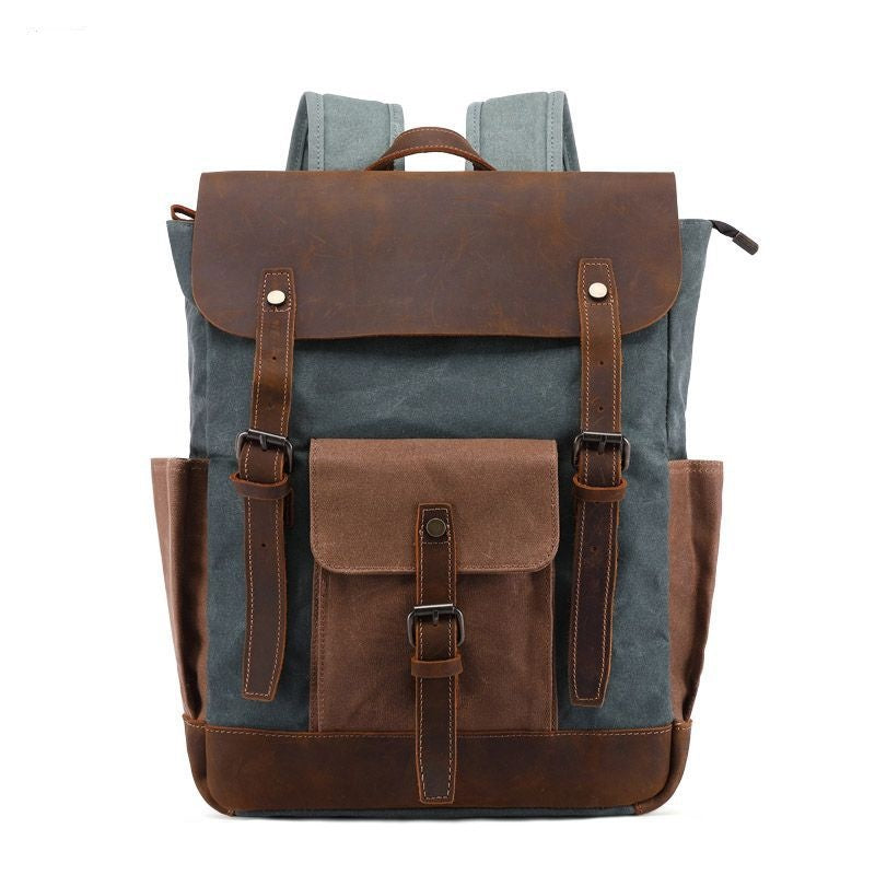Retro Canvas and Leather Backpack - Stylish and Functional