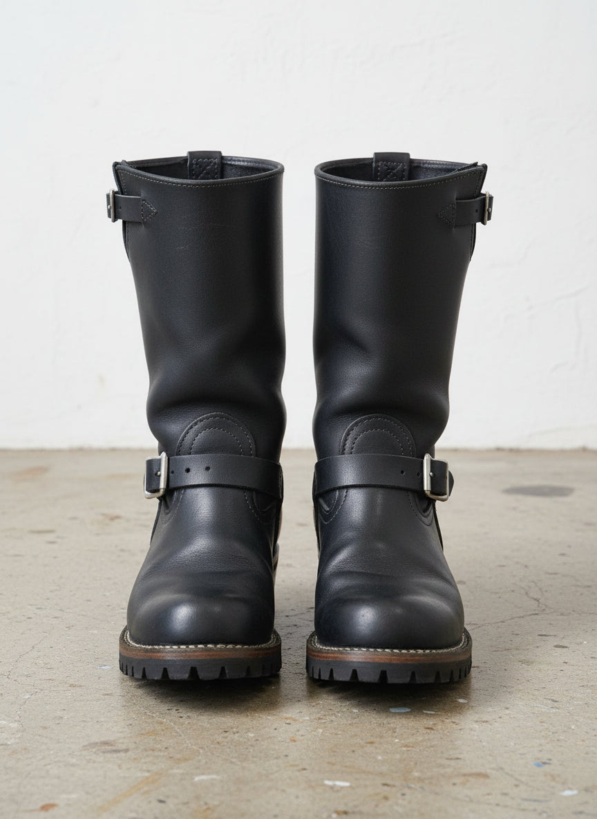 Rider boots for men, Handmade Mens black biker leather boot Motorcycle boot - front-view