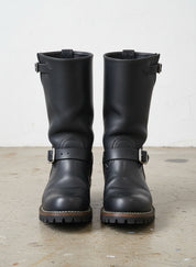 Rider boots for men, Handmade Mens black biker leather boot Motorcycle boot - front-view