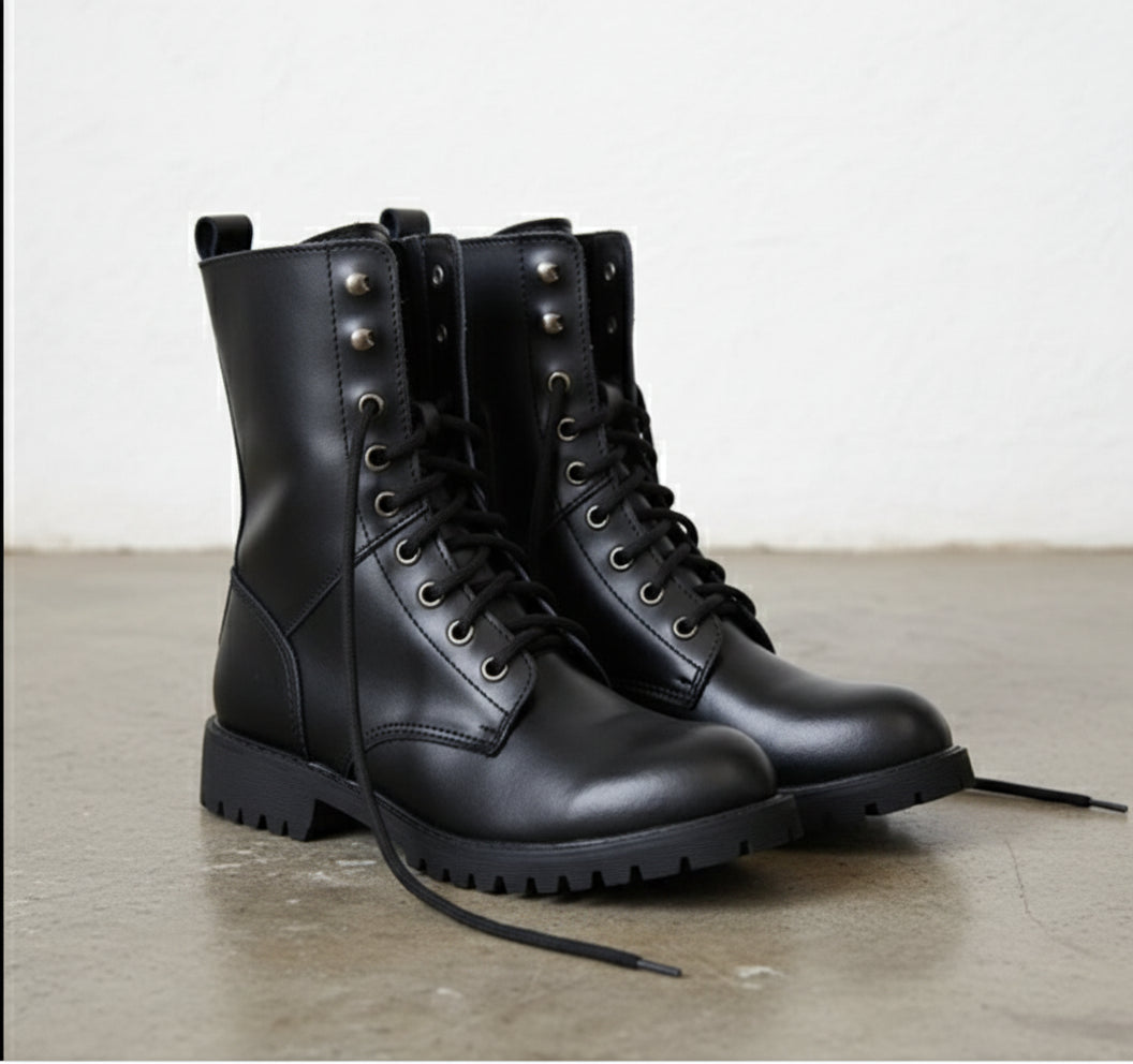 Rider Boots for Mens, Men Biker Leather Boots, Boots - 3-4-right-view