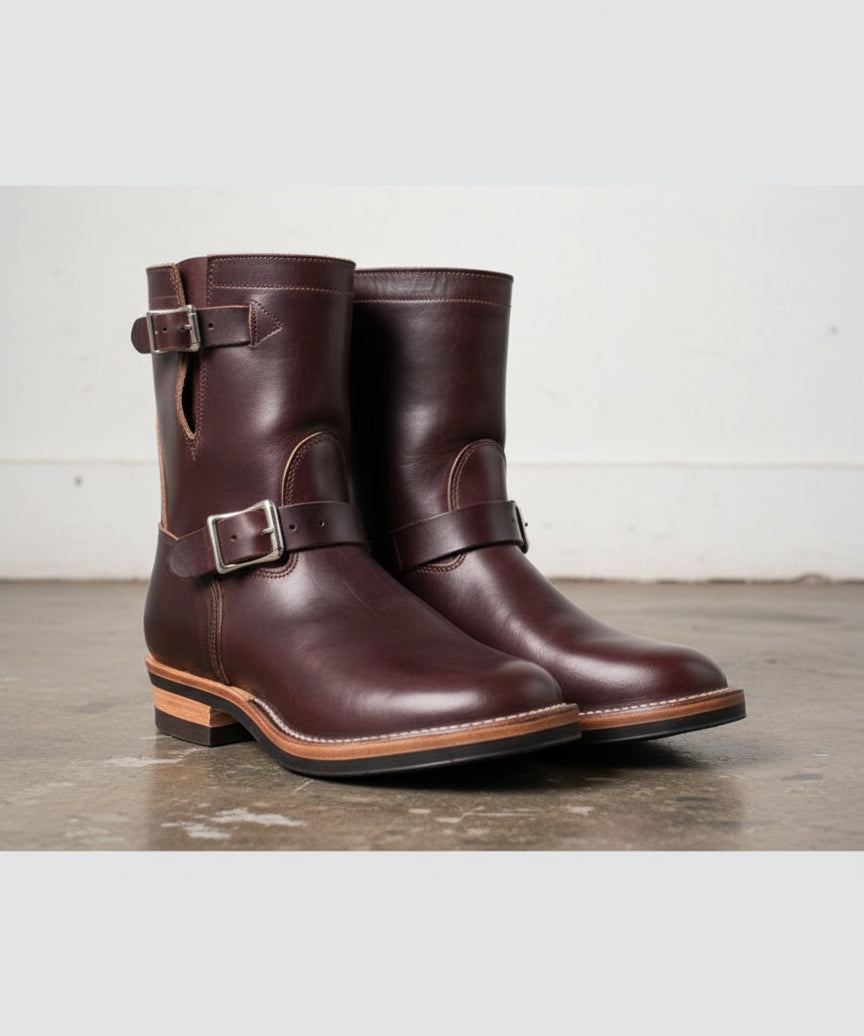 Riding boots for Men's , Handmade 's brown biker leather boot - angle-view-showing-depth