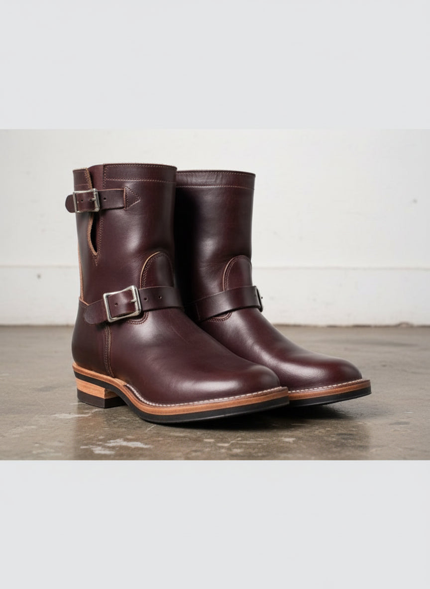 Riding boots for Men's , Handmade 's brown biker leather boot - angle-view-showing-depth