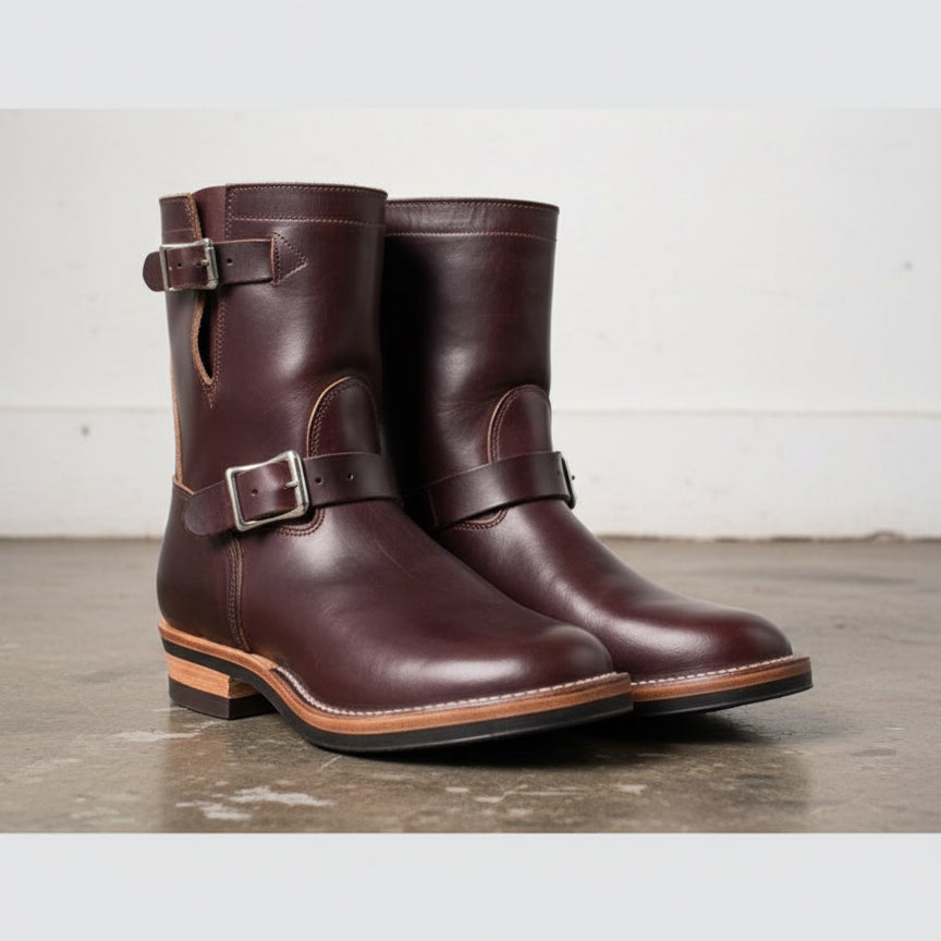 Riding boots for Men's , Handmade 's brown biker leather boot - angle-view-showing-depth
