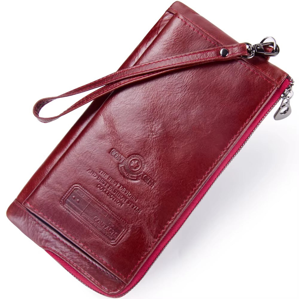 Slim RFID Wallet for Men - Genuine Leather Wallet with Phone Holder