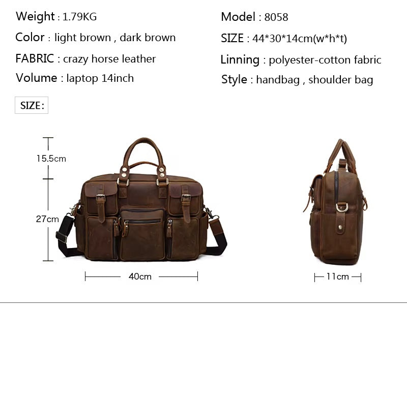 Premium Vintage Leather Laptop Messenger Bag for Men