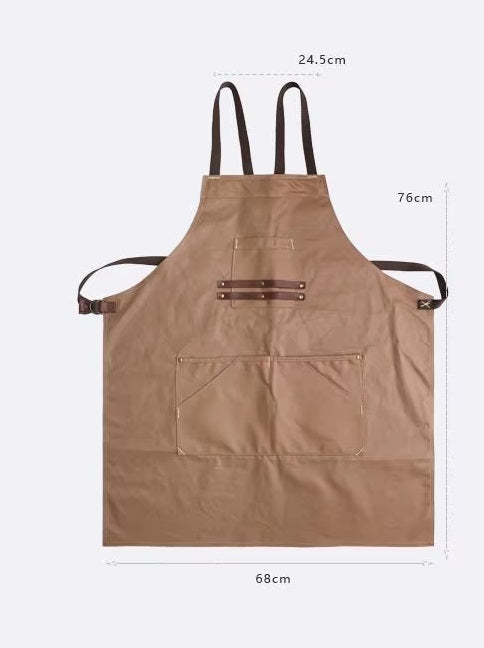 Unisex Durable Canvas Apron with Pockets, Handmade Canvas Apron with Adjustable Ties