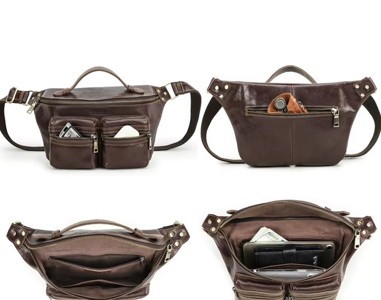 Men's Dark Brown Leather Sling Bag — Palmer