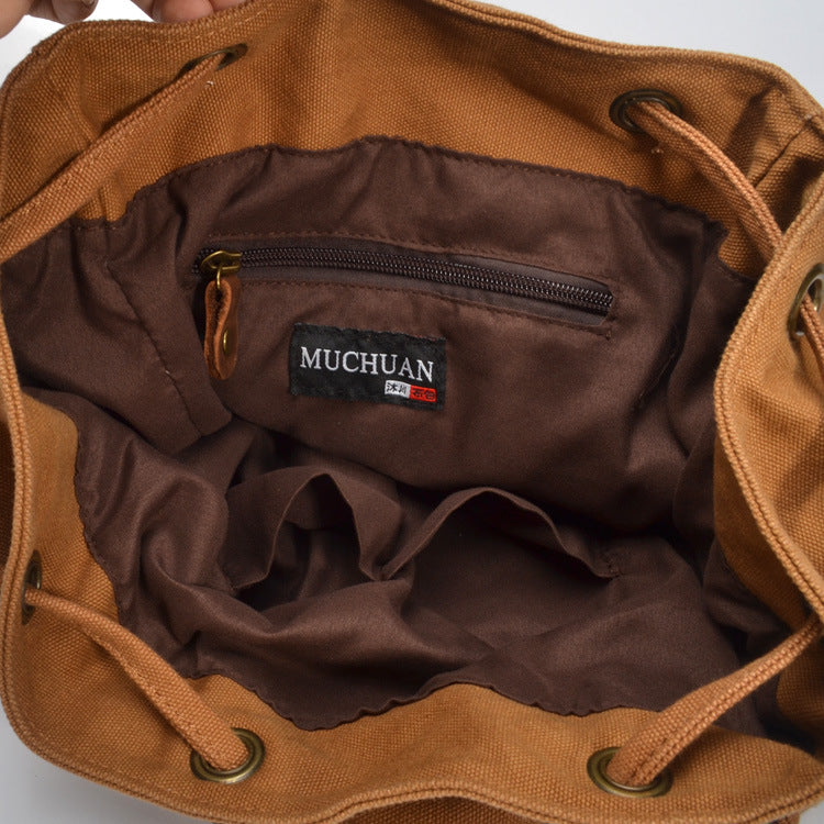 canvas backpack leather straps purses Handmade Unisex Vintage Canvas Backpack, Large Capacity Bag for Travel and School