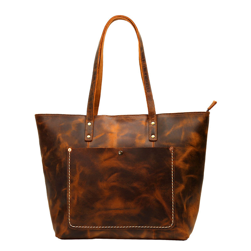Rustic Leather Tote Bag - Vintage Style, Everyday Elegance