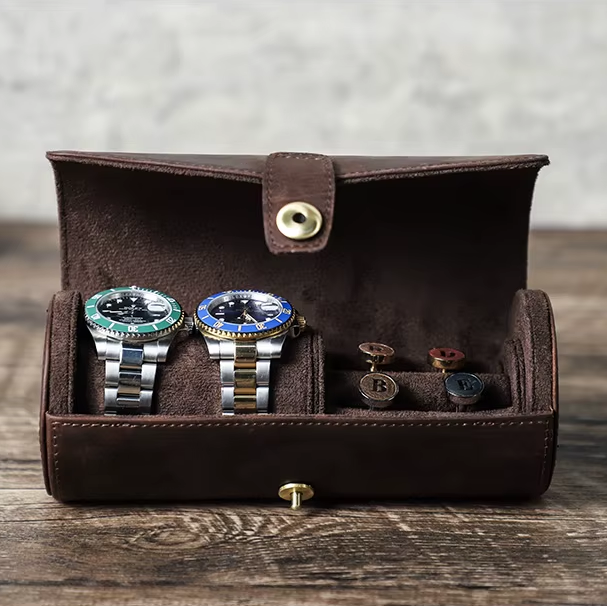 Classic Leather Roll Style Watch Cuff Link Travel Case – Rebels