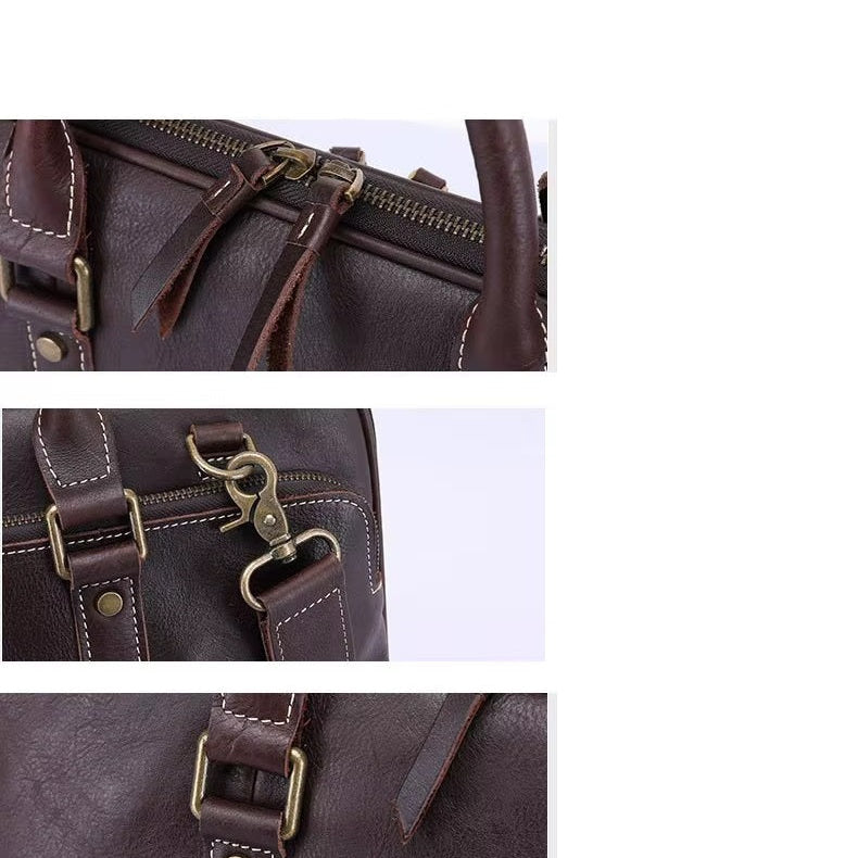 Premium Vintage Leather Laptop Briefcase for Men – Waterproof, Zipper Close