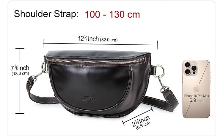 Women's Chic Full Grain Leather Crossbody Fanny Pack, Premium Waist Bag
