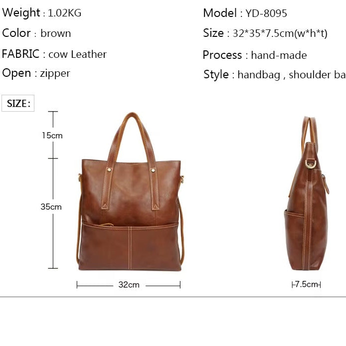 Vintage Unisex Real Leather Laptop Bag - Crossbody Messenger Briefcase