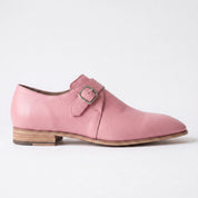 Men's Rose Pink Plain-Toe Leather Monk Strap Shoes — Attley