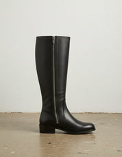 side-view-showing-zipper - Women's Handmade Leather Riding Boots, Knee-High Boots, Full Grain Leather Boots