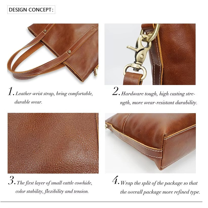 Vintage Unisex Real Leather Laptop Bag - Crossbody Messenger Briefcase
