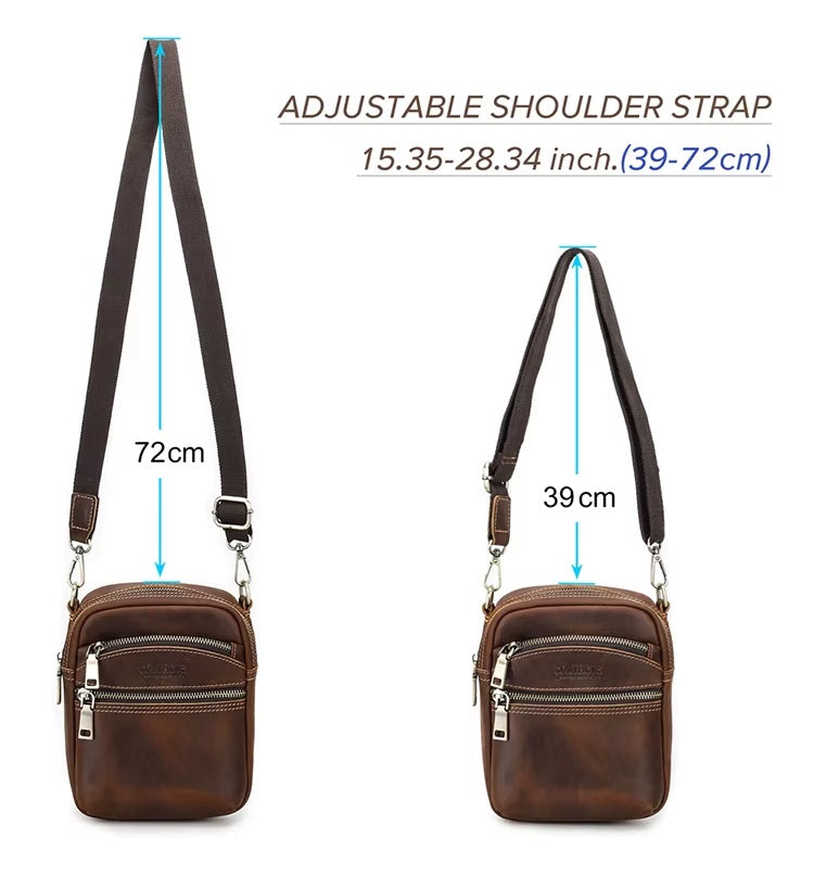 Handmade Crazy Horse Leather Messenger Bag