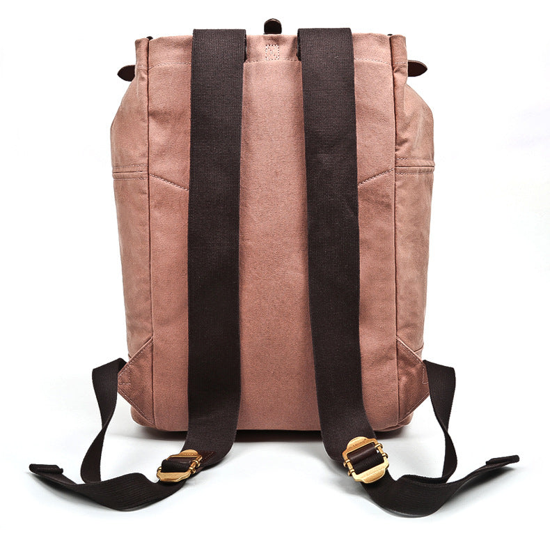 Handcrafted Women's Canvas and Leather Backpack - Casual Daypack and Book bag for School
