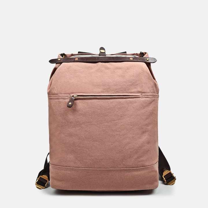 canvas leather stylish backpack and Roll-Top Vintage Backpack, Khaki a heavy Handcrafted Women's Canvas and Leather