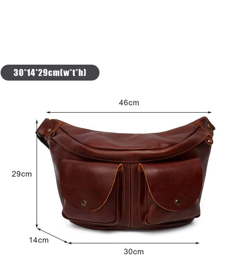 Men's Vintage Genuine Leather Chest Pack Bag